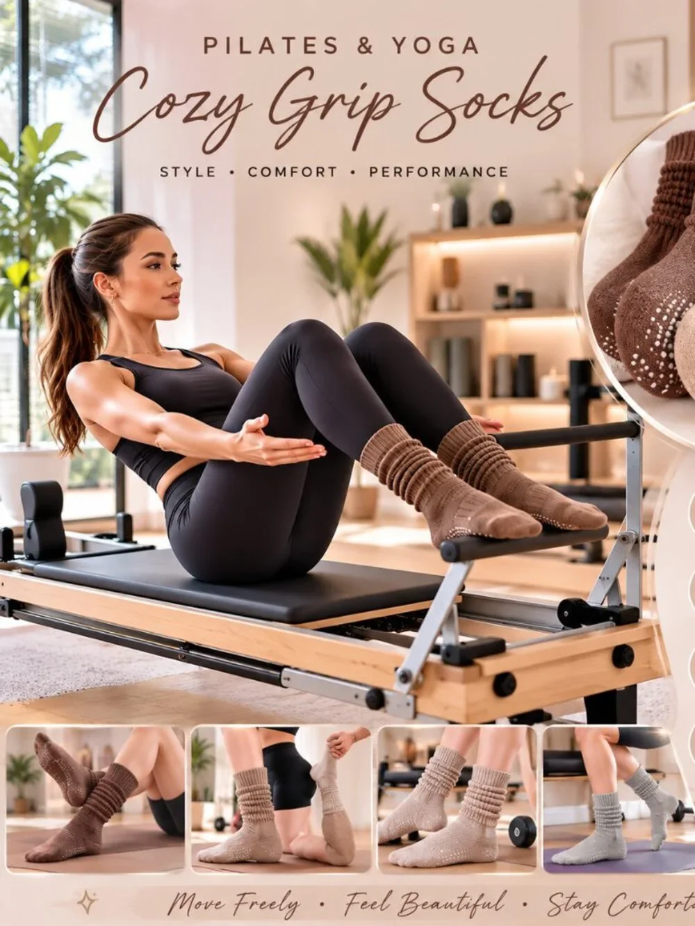 Non-Slip Grip Socks Yoga & Pilates Socks (Pack 3)